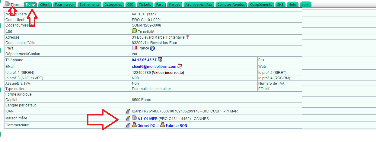 Gestion des contacts par défaut