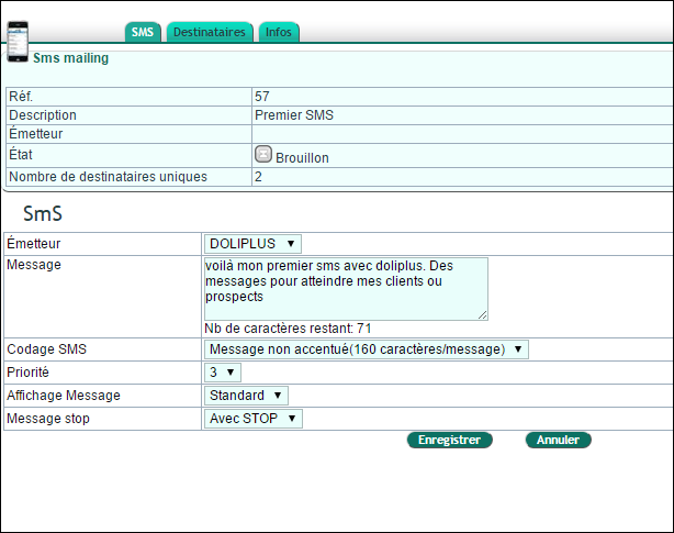 Logiciel d'envoi de SMS