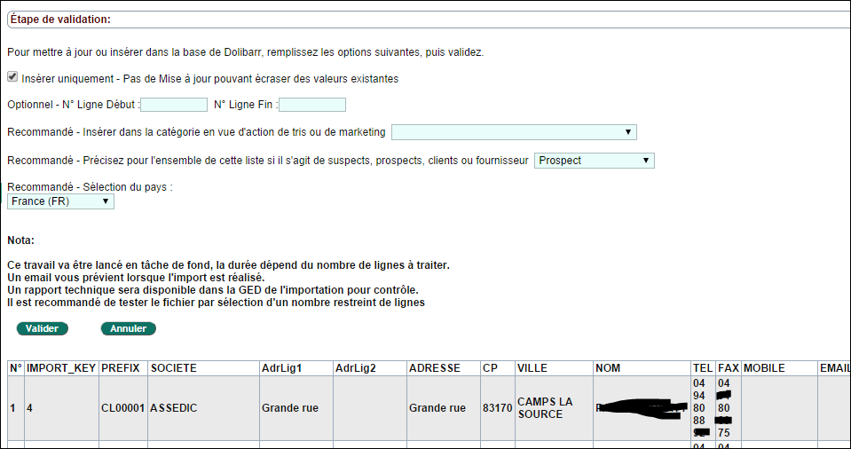 Importer des contacts dans son CRM Dolibarr