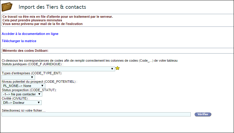 Importer des contacts dans son CRM Dolibarr