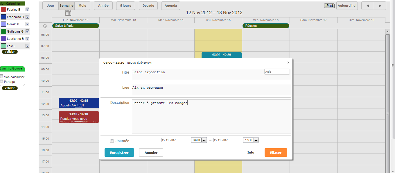 Logiciel de planning et gestion de planning