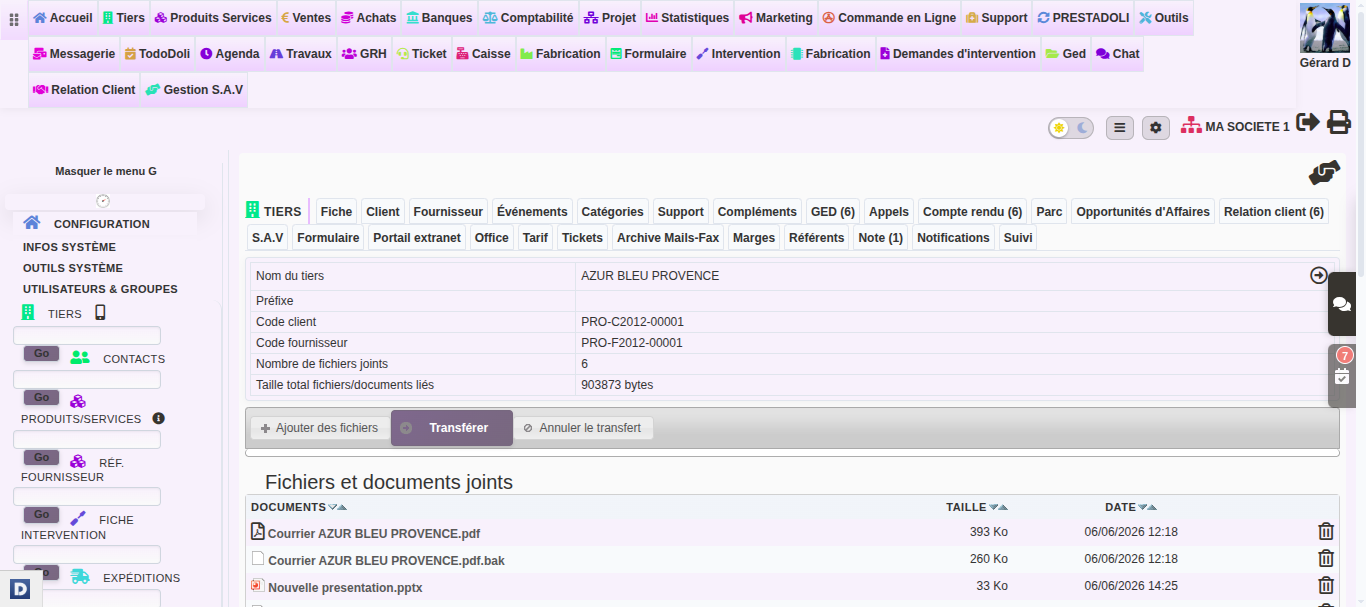 mod&egrave;les de courriers Word : documents g&eacute;n&eacute;r&eacute;s depuis la fiche tiers dans DoliPlus